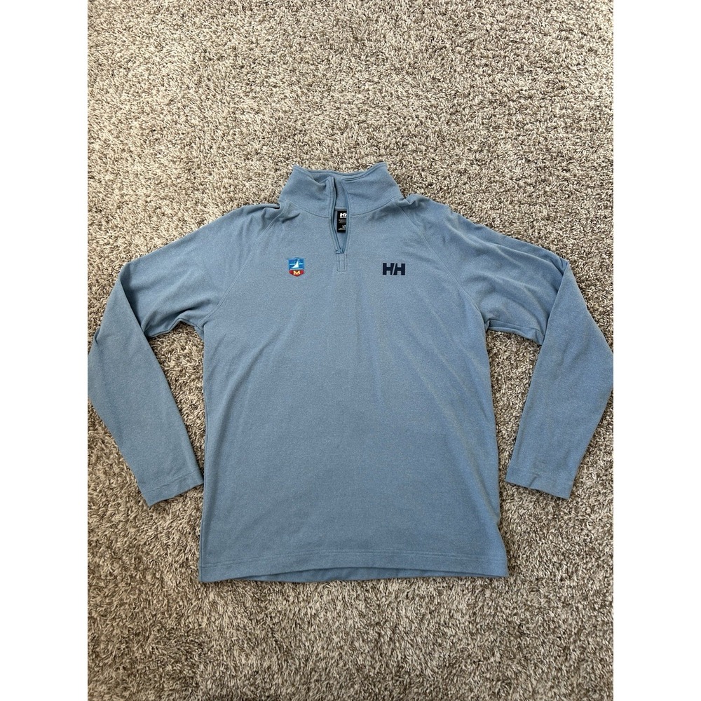 Helly Hansen Sweater Mens Large Quarter Zip Fleece Performance Steel Blue Golf